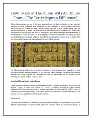 How To Learn The Quran With An Online CourseThe Tarteelequran Difference.doc